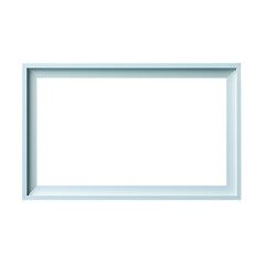 Plain light blue wooden photo frame on white and transparent background