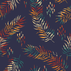 Seamless pattern with tropical leaves sketch. For wrapping paper. Ideal for wallpaper, surface textures, textiles.