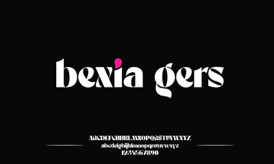 Bexia Gers is Lettering print on sticker or clothes. Script font. Vector illustration. Bold suites for fashion
