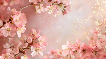 Sparkling Spring Blossoms - Glittering Fairy-tale Ambiance; Magical Floral Backdrop; Perfect for Event Decor, Beauty Product Launches, Fantasy-Themed Projects, Copy space