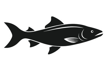 salmon silhouette art style. Fish vector by hand drawing. Fish tattoo on white background. Black and white fish vector on white background
