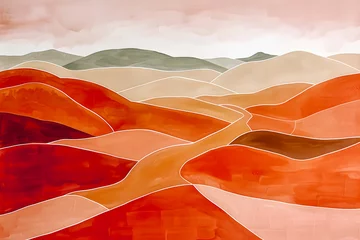 Papier Peint photo Lavable Rouge Paysage de dunes