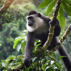 Obraz premium Jungle Royalty: Majestic Monkey Reigns in Lush Canopy