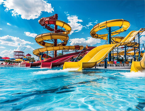Water park play time with water slide