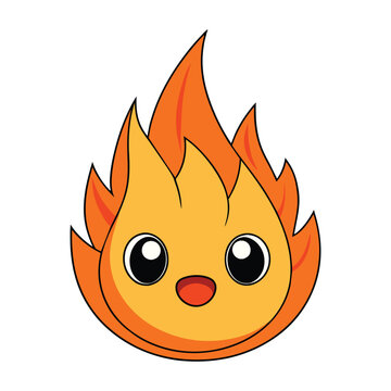 fire flame icon. fire flame cute emoji character isolated on a white background.