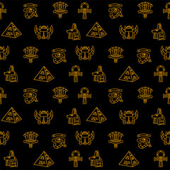 Seamless pattern with Egypt icons on a black background