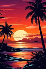 Obraz premium Retro vintage beach tropical island