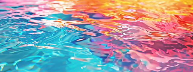 Fototapeta na wymiar A colorful water surface with a blue and pink swirl