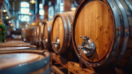 Brewer's barrels and hops in a craft brewery