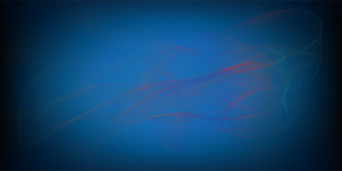 Blue and purple rays of bright laser beam shine on blue background vector illustration.