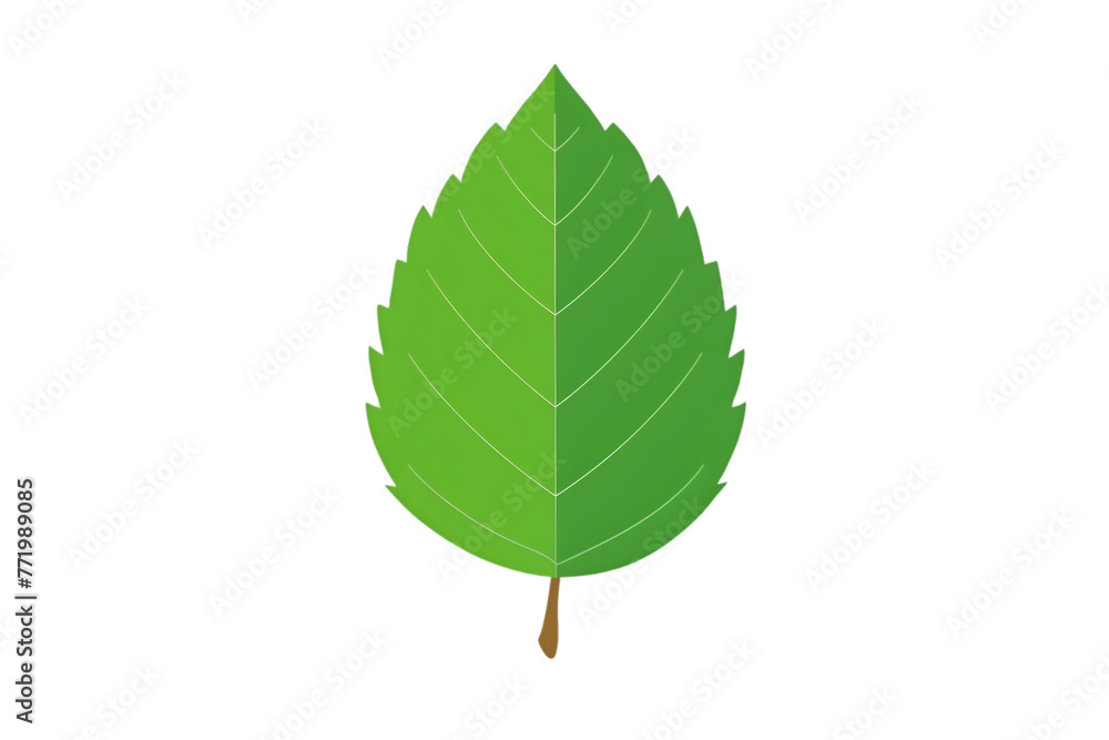Aufkleber a leaf with a stem is shown in a white background. the leaf is green and has a pointed tip. generati