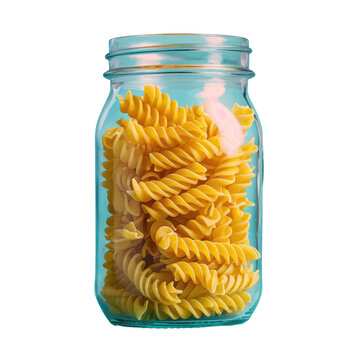 Mason jar holding pasta, a food storage ingredient on a transparent background