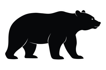 set of various black bear silhouettes on the white background