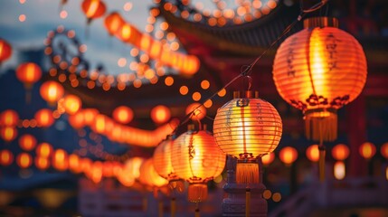 Chinese lanterns, Thean Hou Temple - obrazy, fototapety, plakaty