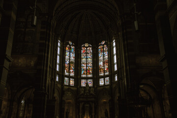 stained glass window in cathedral