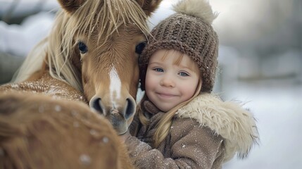 happy child with pony