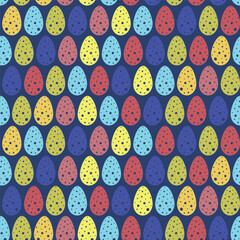 Colorful easter eggs seamless pattern. Easter holidays on beige background. - 771991409