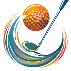 3d illustration of a golf club logo isolated on a white transparent background