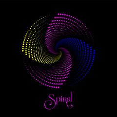 New vector flat design spiral circle with black background
