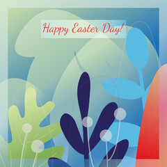 Happy Easter greeting card spring illustration. Easter design with typography, eggs colorful gradient. - 771992605