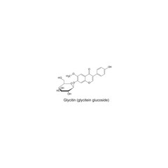 Fototapeta premium Glycitin (glycitein glucoside) skeletal structure diagram.Isoflavanone compound molecule scientific illustration on white background.