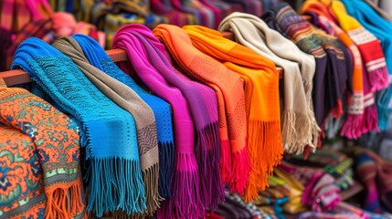 A diverse selection of vibrant wraps available at the bazaar.