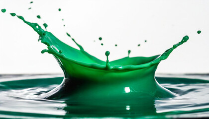 Isolated shot of green paint splash on white background