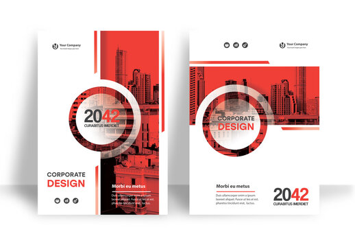 Red and White Geometric Book Cover Layout