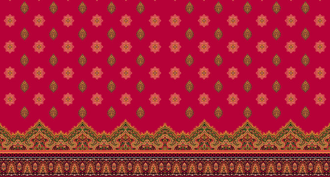 A beautiful Geometric Ornament Ethnic style border design handmade artwork with Design for fashion , fabric, textile, wallpaper, cover, web , wrapping and all prints