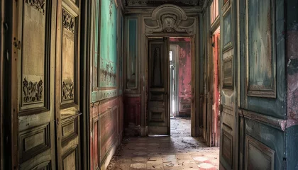 Foto op Aluminium Amidst a labyrinth of endless doors, each opening reveals a new psychogeographic influence on the soul © chakrapong