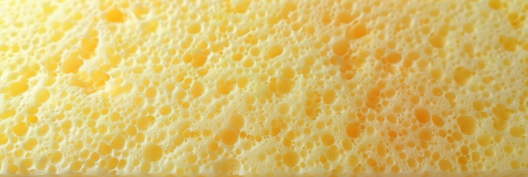 Yellow sponge texture material background, soft and smooth surface sponge, yellow spoon texture.banner