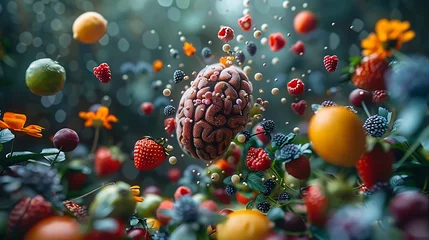 Deurstickers Brain surrounded by berry fruit, representation of healthy for brain © Anditya