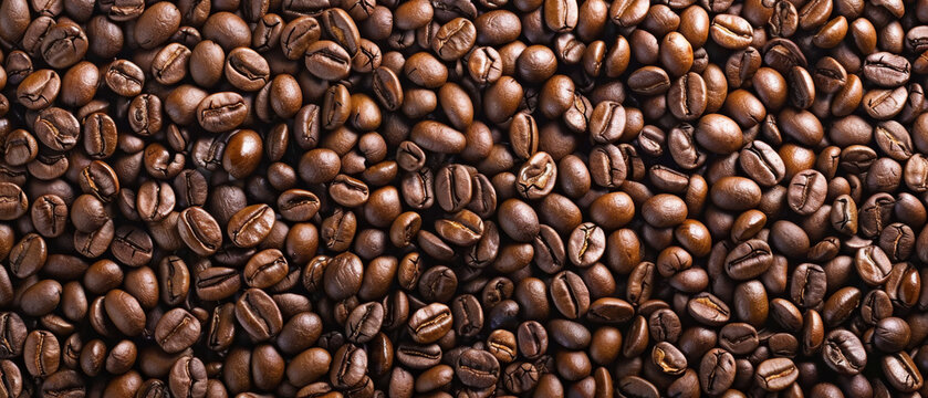 Roasted coffee beans as background or design.