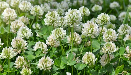 Capturing Nature's Beauty: Close-Up of White Clover Flowering"