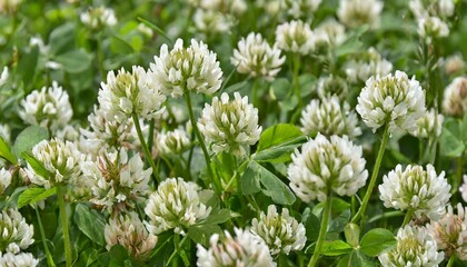 Capturing Nature's Beauty: Close-Up of White Clover Flowering"