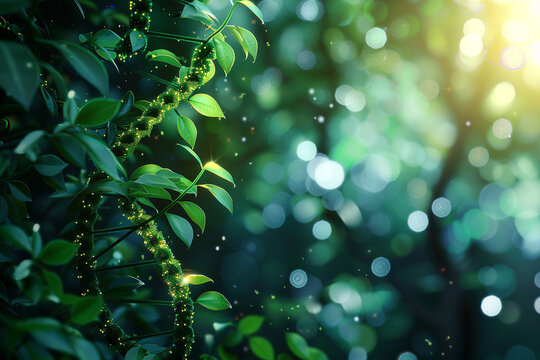 Green plant with DNA spiral