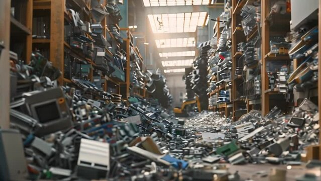 pile of electronic waste. video 4k