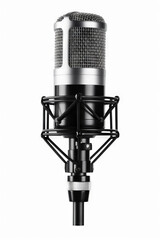 close up microphone on white background