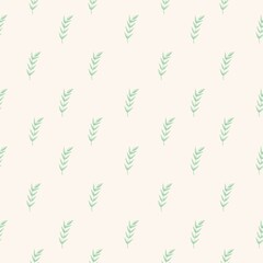 Leaves barley seaweed seamless pattern wallpaper background retro classic coquette cottage minimal