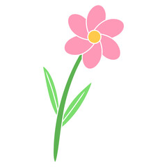 pink flower and leaf vector illustration