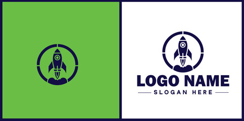 Rocket fast space flying logo icon vector for business brand app icon rocket logo template