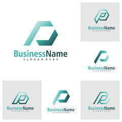 Set of Letter P logo design vector. Creative Initial P logo concepts template
