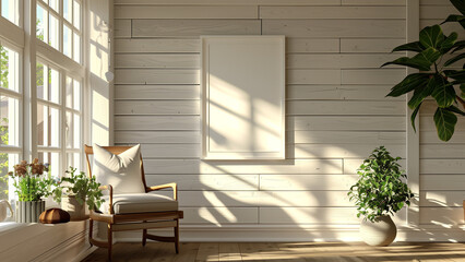 Sunlit Room with a White Picture Frame