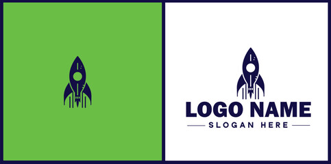 Rocket fast space flying logo icon vector for business brand app icon rocket logo template