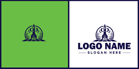Rocket fast space flying logo icon vector for business brand app icon rocket logo template
