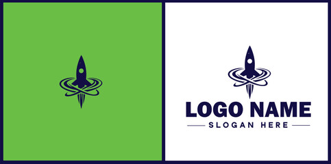 Obraz premium Rocket fast space flying logo icon vector for business brand app icon rocket logo template