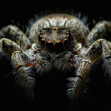 An extreme macro shot of a common house spider.