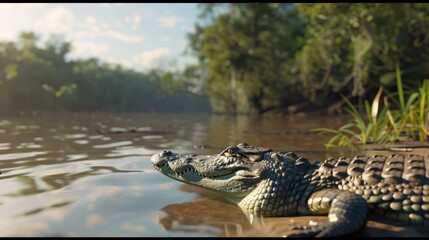 Adult head of the  Crocodile in Honduras.