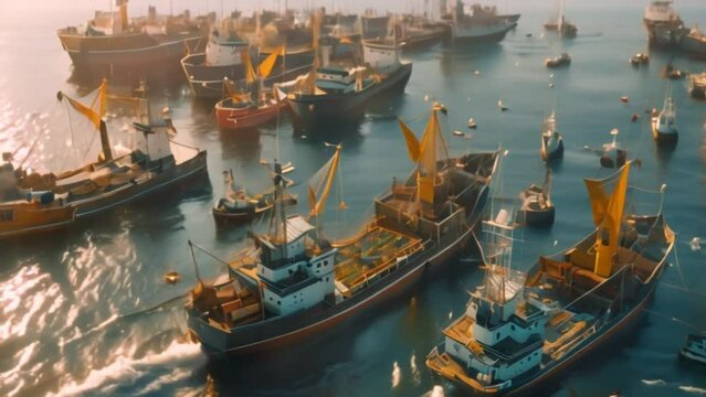 fishing vessel. video 4k
