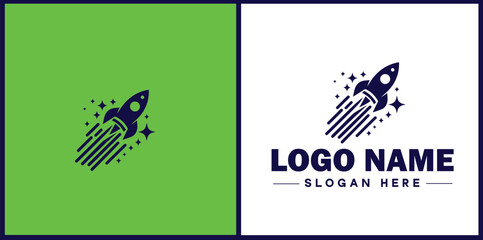 Rocket fast space flying logo icon vector for business brand app icon rocket logo template
